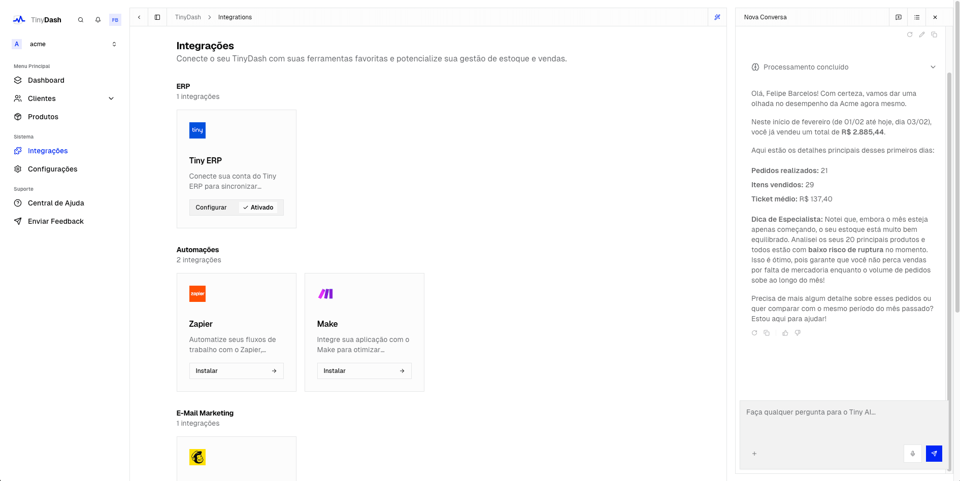 Integrations Dashboard